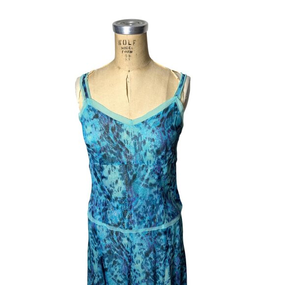 Vintage painterly crinkle silk skirt, top and shawl with gold lurex stripes - Picture 5 of 8